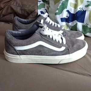 Vans Gray and White Suede Sneakers